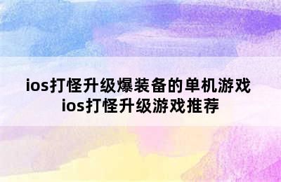 ios打怪升级爆装备的单机游戏 ios打怪升级游戏推荐